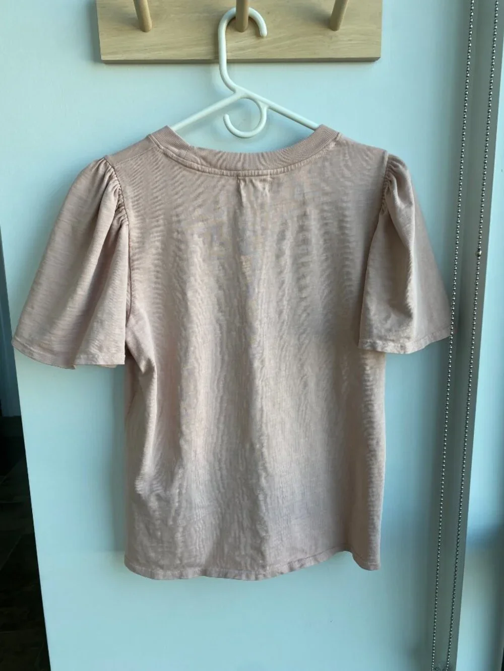 Nation LTD Pink Pima Cotton Flutter Sleeve Top sz L - Picture 2 of 3
